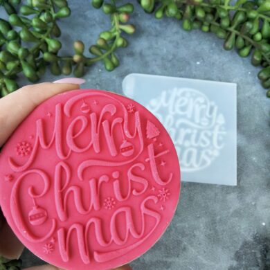 Merry Christmas (Style 3) Fondant Cookie Stamp with Raised Detail