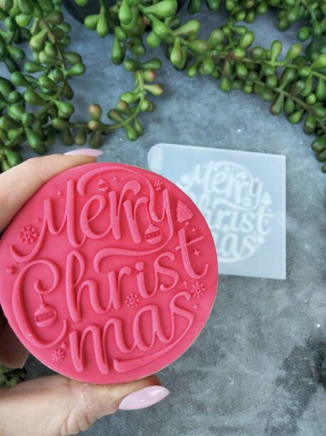Merry Christmas (Style 3) Fondant Cookie Stamp with Raised Detail
