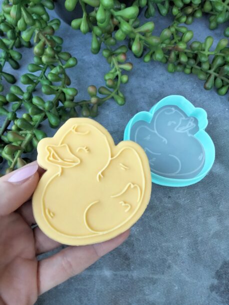 Rubber Ducky Cookie Cutter and Raised Fondant Embosser Stamp Rubber Duck Baby Shower