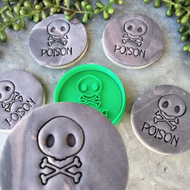 Poison with Scull and Crossbones Fondant Cookie Stamp and Cookie Cutter Halloween