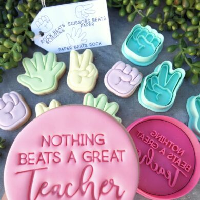 Nothing Beats a Great Teacher with Rock Paper Scissors Cookie Cutter and Fondant Embosser Set Teachers Gifts