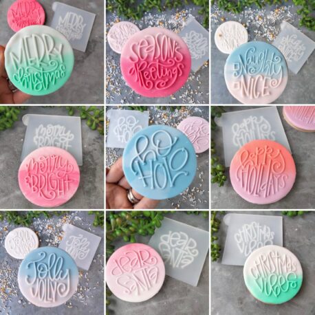 Classic Christmas Phrases Fondant Cookie Stamp with Raised Detail (Individual or Full Set)