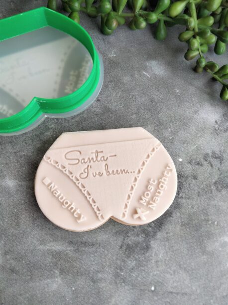Christmas Knickers Sayings Fondant Cookie Stamp with Raised Detail and Bum Shaped Cookie Cutter – Christmas Puns