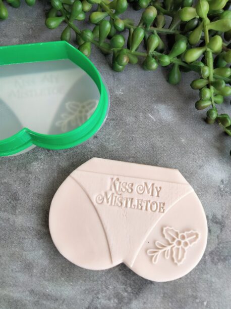 Christmas Knickers Sayings Fondant Cookie Stamp with Raised Detail and Bum Shaped Cookie Cutter – Christmas Puns