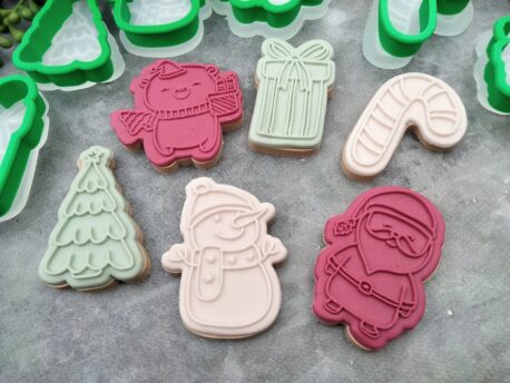 Christmas Raised Stamps and Cookie Cutter Set (Style 2) – Single or Full Bundle Options