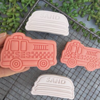 SES Truck and Sand bag Cookie Cutter and Fondant Embosser Set