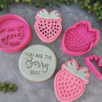 You are the Berry Best with Strawberry Shape Cookie Fondant Embosser Stamp and Cookie Cutter Set