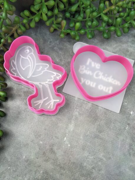 Ibis Bin Chicken Cookie Cutter & Raised Fondant Embosser Stamp Set Valentines Day I've Bin Chicken you out