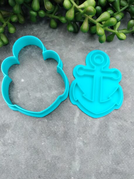 Boat Anchor Cookie Cutter and Cookie Embosser Stamp Set