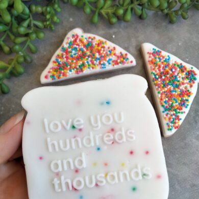 Love you Hundreds and Thousands Raised Cookie Stamp and Fairy Bread Cookie Cutter Set - Valentines Day