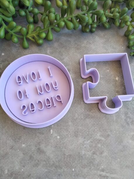 I Love you to Pieces (Style 2) Cookie Fondant Stamp and Puzzle Cookie Cutter Set Valentines Day
