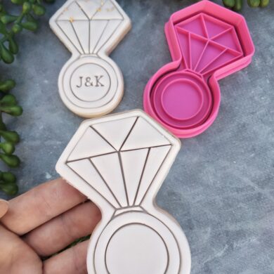 Engagement Ring Cookie Cutter and Fondant Embosser Imprint Stamp Bride to be Wedding Engagement Party