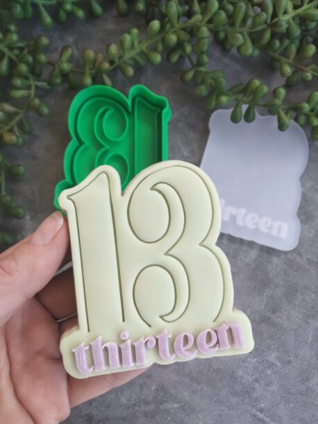 Lettered Number Raised Text with Number Shape Cookie Cutters Number 13 Thirteenth Birthday Thirteen