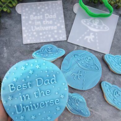 Best Dad in the Universe / Alien Abduction Mum Raised Cookie Stamps and Cookie Cutter Set Fathers Day