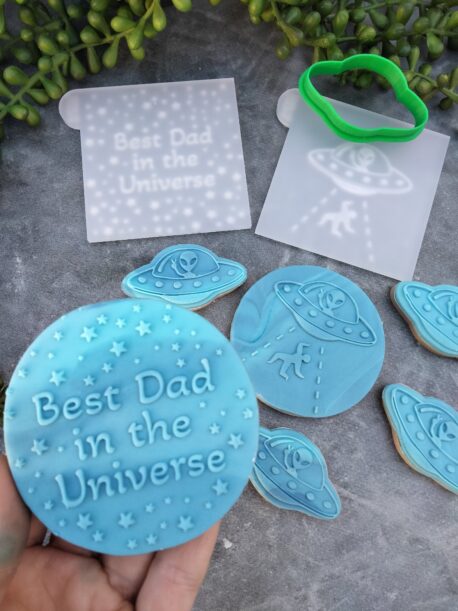 Best Dad in the Universe / Alien Abduction Mum Raised Cookie Stamps and Cookie Cutter Set Fathers Day