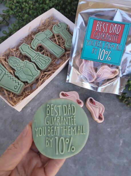 Best Dad Guarantee - you beat them all by 10% Raised Cookie Stamp with Bunnings Snagga Cookie Cutter Set - Fathers Day Bunnings Dad Sausage Sizzle