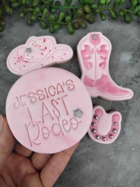Last Rodeo DIY Hens Party Cookie Fondant Embosser Stamp and Cookie Cutter Last Rodeo Disco Theme Cowboy Hens Party Engaged Bachelorette Party