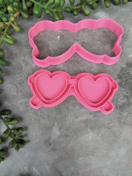 Heart Shaped Sunglasses Cookie Cutter and Fondant Embosser Stamp Sunnies