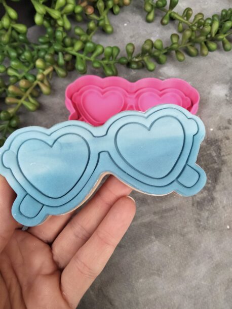 Heart Shaped Sunglasses Cookie Cutter and Fondant Embosser Stamp Sunnies