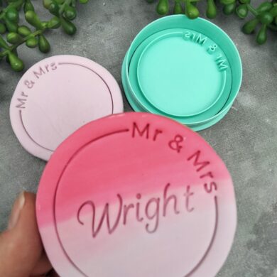 DIY Mr & Mrs (Style 3) Cookie Fondant Embosser Stamp and Cutter