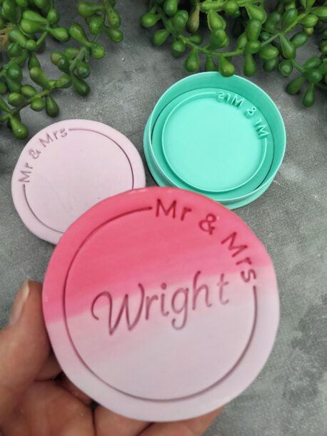 DIY Mr & Mrs (Style 3) Cookie Fondant Embosser Stamp and Cutter