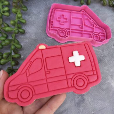 Ambulance Cookie Cutter and Fondant Stamp Embosser Australian Ambulance Paramedic Doctor