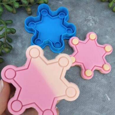 Sheriff Badge Cookie Cutter and Fondant Stamp Embosser Last Rodeo First Rodeo Cowboy Cowgirl Theme