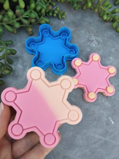 Sheriff Badge Cookie Cutter and Fondant Stamp Embosser Last Rodeo First Rodeo Cowboy Cowgirl Theme