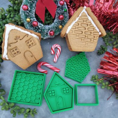 Limited Release Mini Sugar Cookie / Gingerbread House Cookie Cutter and Embosser 6 Piece Kit