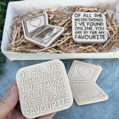 Of All The Weird Things I've Found Online, You Are My Favourite Cookie Fondant Cookie Stamp with Raised Detail Set with Laptop Cookie Cutter - Valentines Day