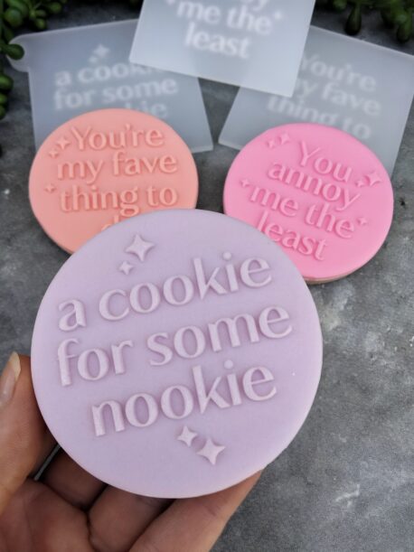 Set of 3 Titillating Sayings for Lovers/Valentines Day Fondant Cookie Stamp Set with Raised Detail