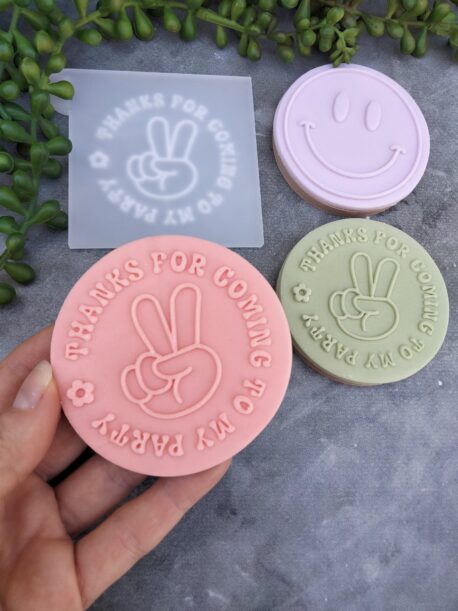 Thanks for coming to my party Fondant Cookie Stamp with Raised Detail