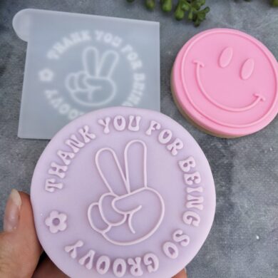 Thank you for being so groovy Fondant Cookie Stamp with Raised Detail