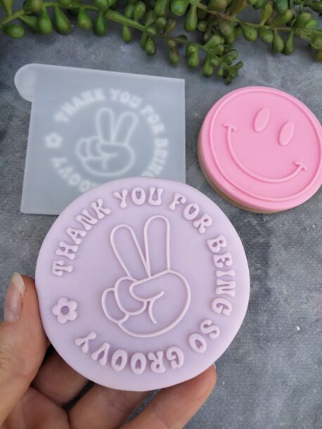 Thank you for being so groovy Fondant Cookie Stamp with Raised Detail