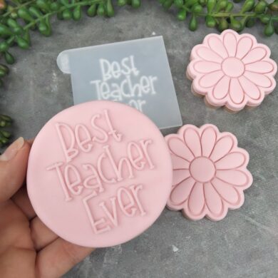 Best Teacher Ever Fondant Cookie Stamp with Raised Detail Set