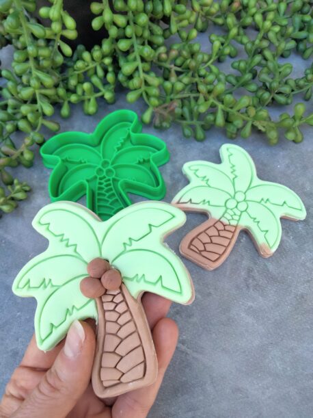 Palm Tree Cookie Cutter and Fondant Embosser Stamp Set
