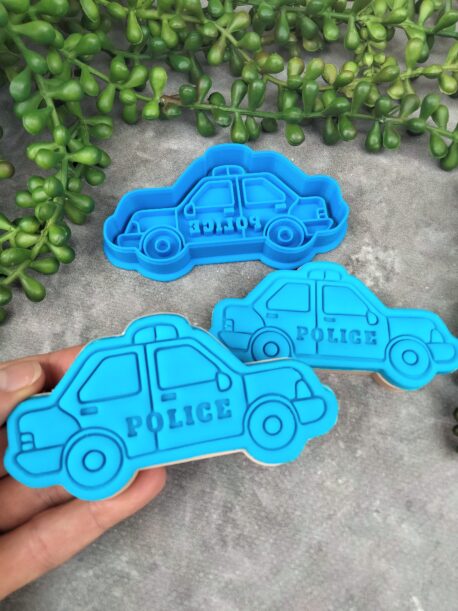 Police Car Cookie Cutter and Fondant Embosser Stamp Set