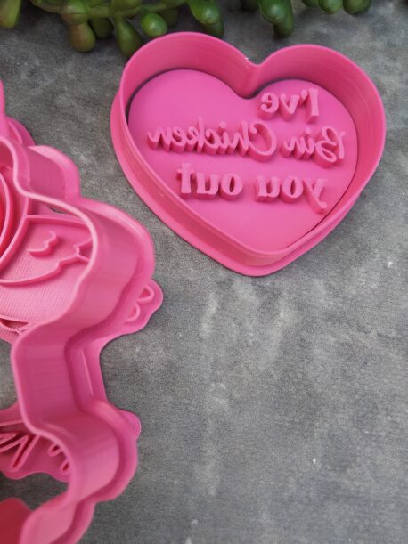 Ibis Bin Chicken Cookie Cutter & Fondant Embosser Stamp Set Valentines Day I've Bin Chicken you out