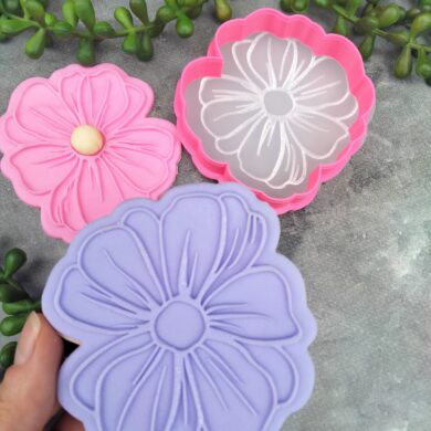 Organic Daisy Flower Cookie Cutter and Raised Fondant Embosser Stamp